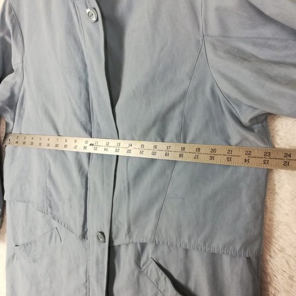 London‎ Fog Womens Coat  Lightweight Blue Zip Front Collared Pockets Long L - Picture 5 of 14